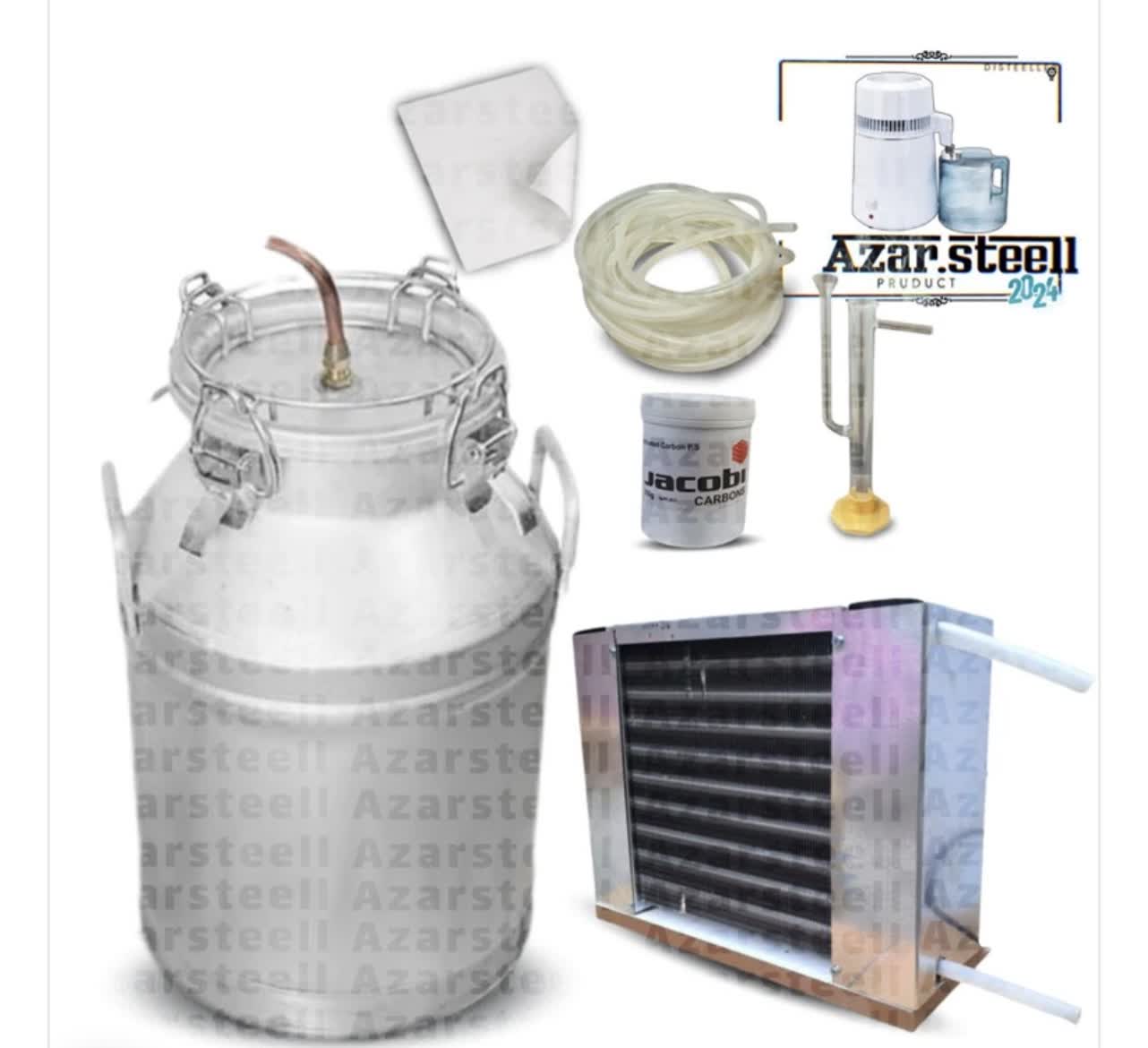 دستگاه تقطیر عرقگیری گلابگیر برقی کندانسور لوله شیشه ای پیرکس پک کامل